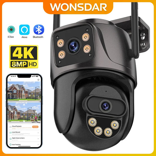 Caméra De Surveillance Extérieure Double Objectif 4K Wi-Fi