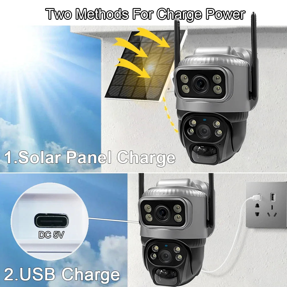 Caméra de Surveillance Solaire 4G Double Objectif 8MP